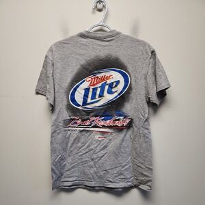 Miller Lite #2 Brad Keselowski Gildan Mens Size M Double Side Gray  T-Shirt